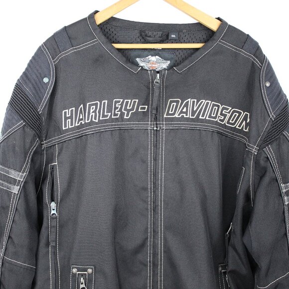 Harley Davidson Motorcycle Men's Black Padded Mesh Lining Riding Jacket Size 3XL - Picture 2 of 11